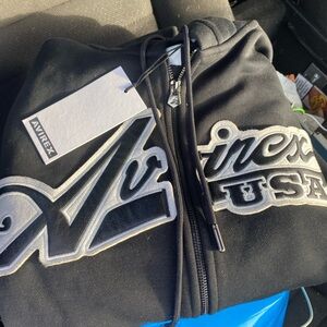 Avirex Black and Gray Logo Hoodie